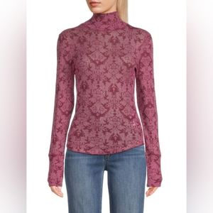Intimately by Free People You and I Print Ribbed Highneck Top in Acai